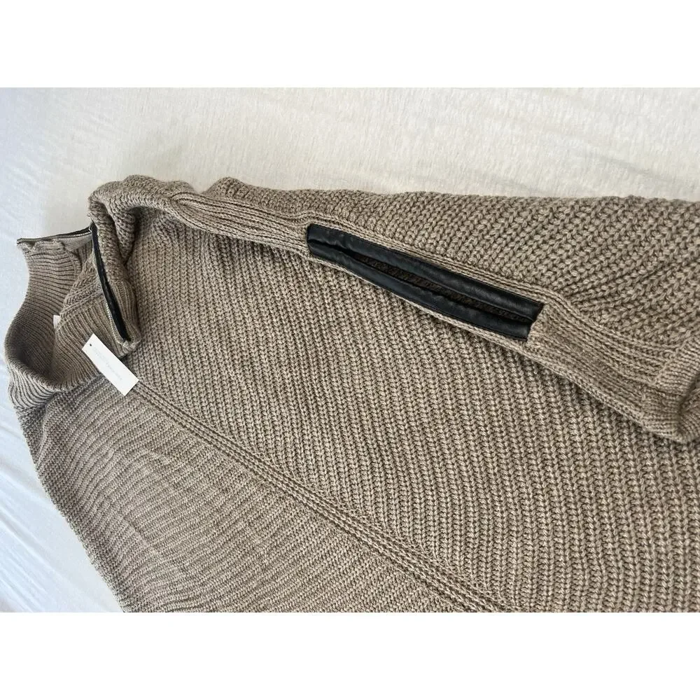 NWT New York & Company Shawl Poncho Zip Scarf Chic Tan Beige Women Size Small